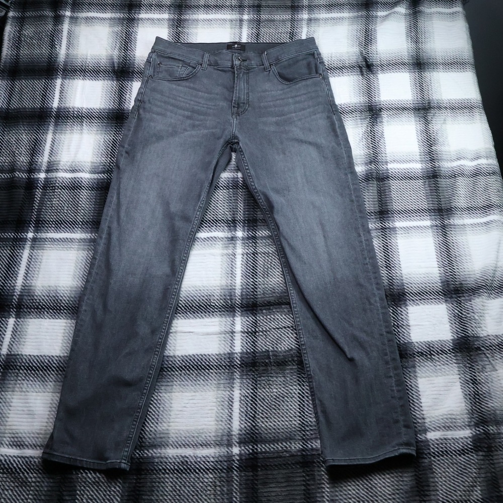 7 For All Mankind Mens Grey Slim Straight Jeans 33x32"